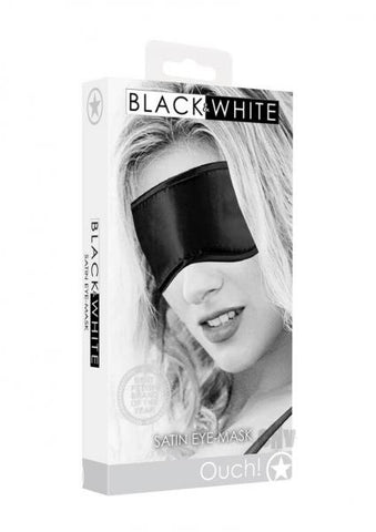 Ouch! Black & White Satin Eye Mask Black