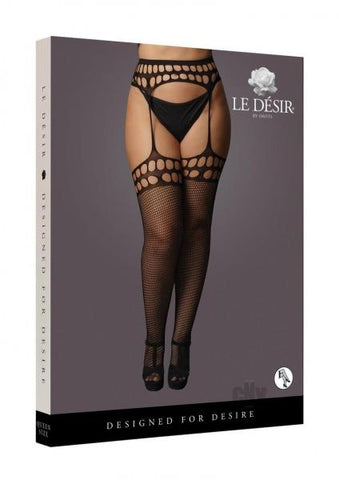 Shots Le Desir Garterbelt Stockings With Open Design Black Qs