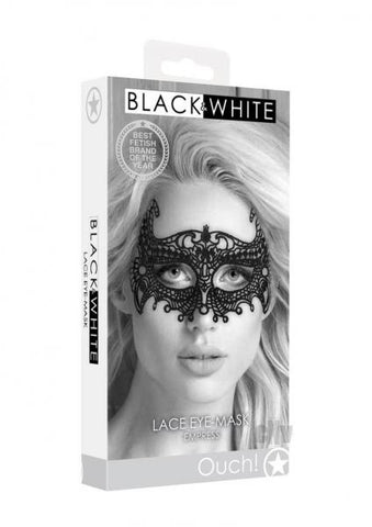 Ouch! Black & White Lace Eye Mask Empress Black