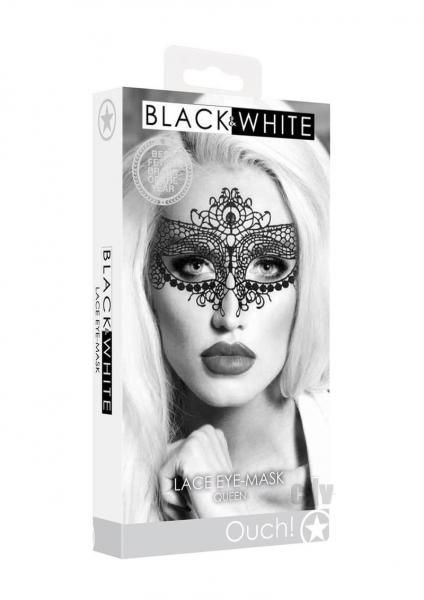 Ouch! Black & White Lace Eye Mask Queen Black