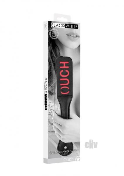 Ouch! Black & White Bonded Leather Paddle Ouch Black