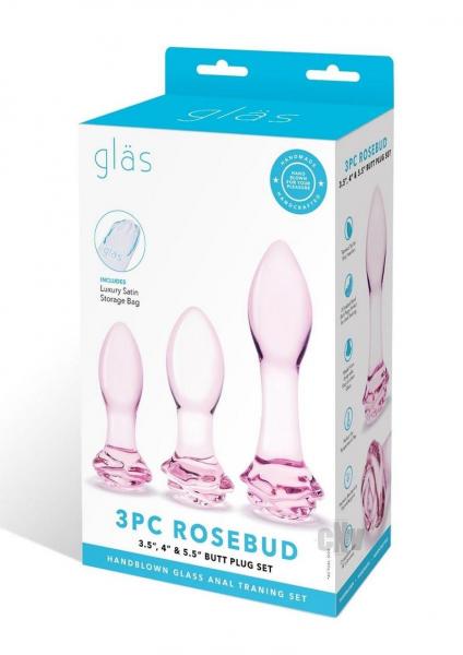 Rosebud Butt Plug Set 3pc Pink