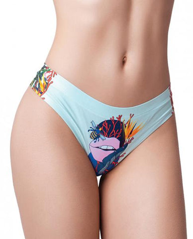 =mememe Botanic Panic Lips Printed Thong Xl