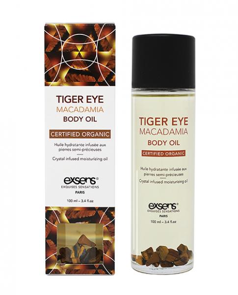 Exsens Organic Body Oil W/stones - Tiger Eye Macadamia 100 Ml