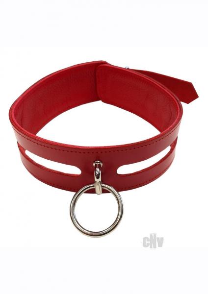 Leather Oring Collar Red