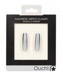 Shots Ouch Sensual Cylinder Magnetic Nipple Clamps - Silver