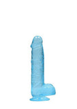 Realrock Crystal Clear Realistic Dildo With Balls 6 In. Blue