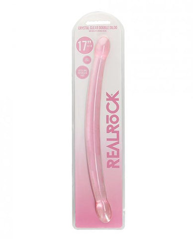 Shots Realrock Crystal Clear 17" Double Dildo  - Pink