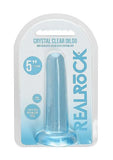 Realrock Crystal Clear Non-realistic Dildo With Suction Cup 5.3 In.  Blue