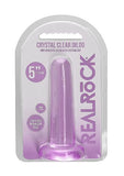 Realrock Crystal Clear Non-realistic Dildo With Suction Cup 5.3 In. Purple