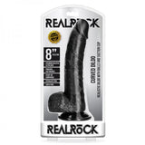 Realrock Curved Realistic Dildo With Balls And Suction Cup 8 In. Black