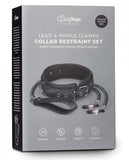 Easy Toys Lead & Nipple Clamps, Collar Restraint Set Black