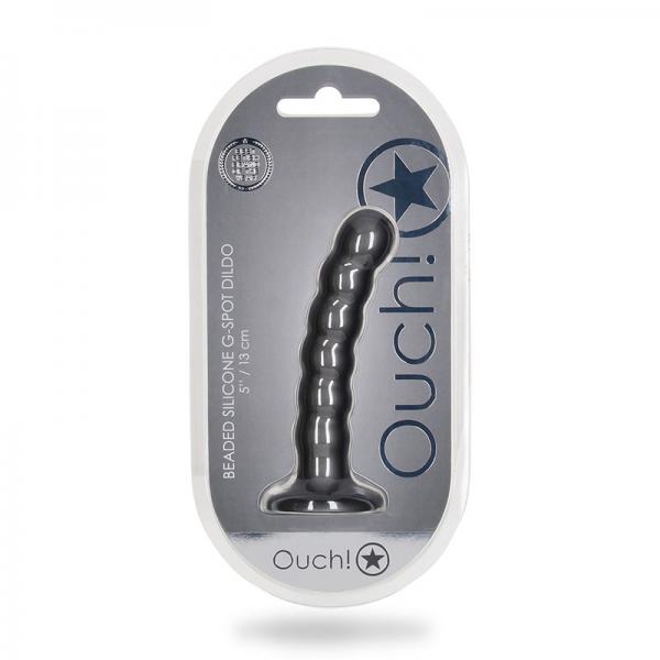 Shots Ouch! Beaded Silicone 5 In. G-spot Dildo Gunmetal