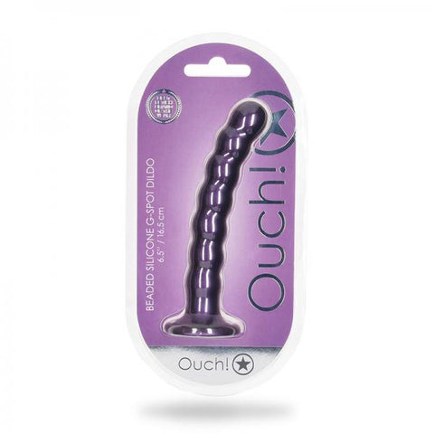 Shots Ouch! Beaded Silicone 6.5 In. G-spot Dildo Metallic Purple