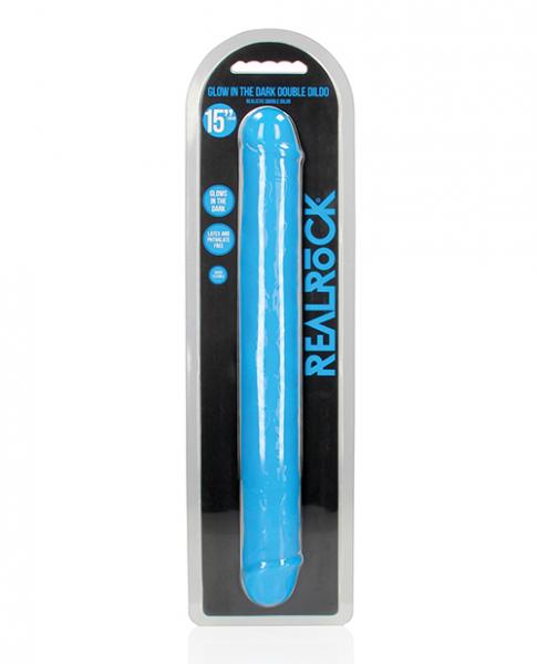 Realrock Glow In The Dark Double Dong 15 In. Dual-ended Dildo Neon Blue