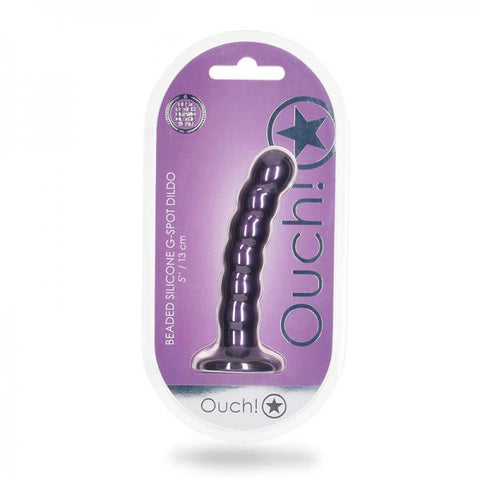 Shots Ouch! Beaded Silicone 5 In. G-spot Dildo Metallic Purple