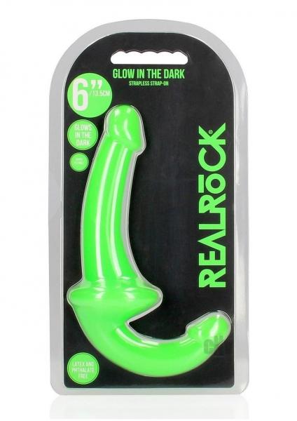 Realrock Glow In The Dark 6 In. Strapless Strap-on Dildo Neon Green