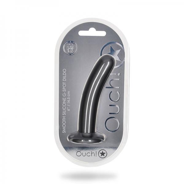 Shots Ouch! Smooth Silicone 6 In. G-spot Dildo Gunmetal