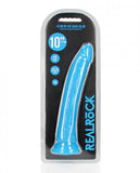 Realrock Glow In The Dark Slim 10 In. Dildo Neon Blue