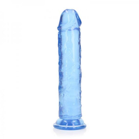 Realrock Crystal Clear Straight 8 In. Dildo Without Balls Blue