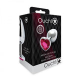 Shots Ouch! Heart Gem Butt Plug Medium Silver/rubellite Pink