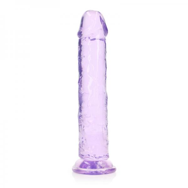 Realrock Crystal Clear Straight 9 In. Dildo Without Balls Purple