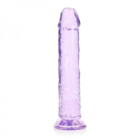 Realrock Crystal Clear Straight 9 In. Dildo Without Balls Purple