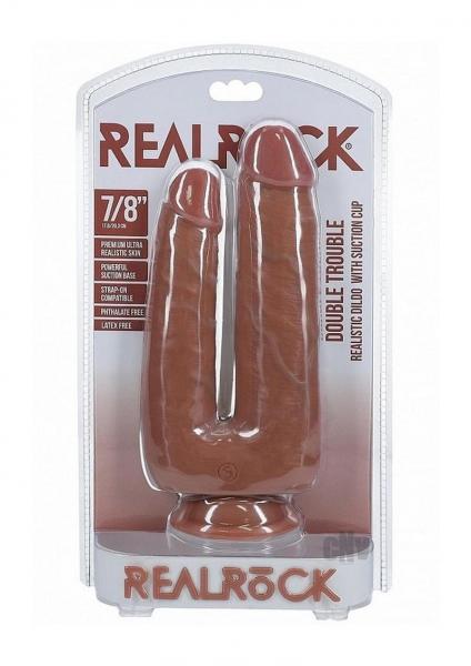 Realrock Double Trouble 7 In. / 8 In. Dildo Tan