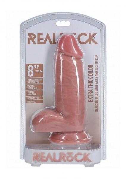 Realrock Extra Thick 8 In. Dildo With Balls Beige