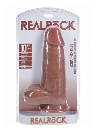 Realrock Extra Thick 10 In. Dildo With Balls Tan