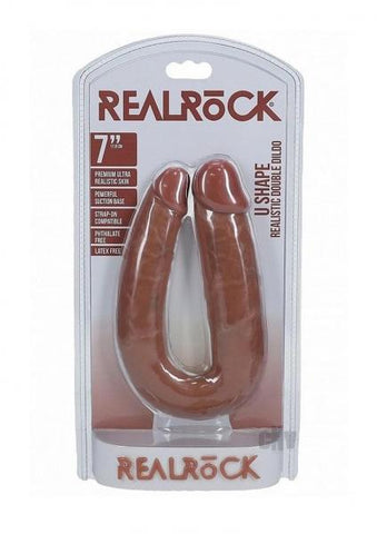 Realrock 7 In. U-shaped Double Dildo Tan