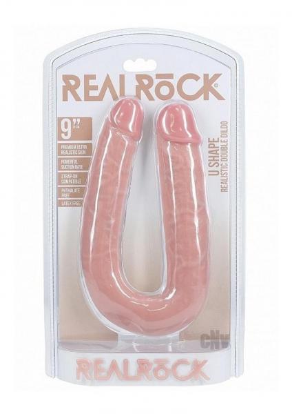 Realrock 9 In. U-shaped Double Dildo Beige