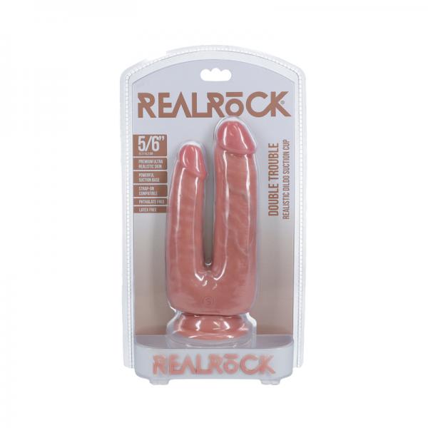 Realrock Double Trouble 5 In. / 6 In. Dildo Beige