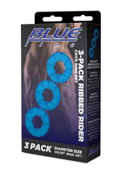 Blue Line Ribbed Rider Cring 3pk Blu