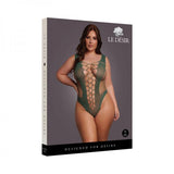 Le Desir V-neck Teddy With Opaque Panels Midnight Green Queen Size