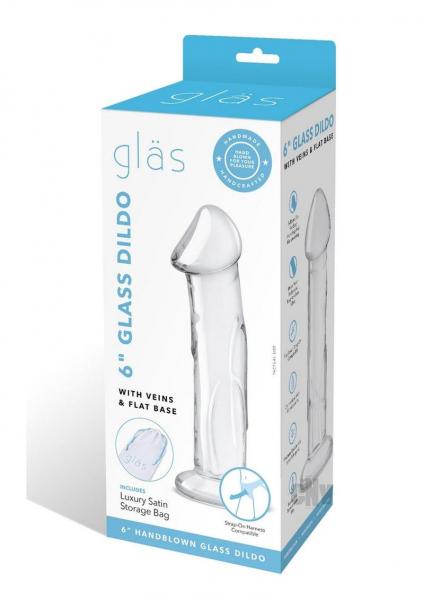 Glas 6" Dildo W/veins & Flat Base