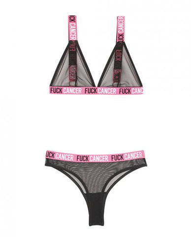 Vibes F*ck Cancer Bralette & Cheeky Panty Black L/XL