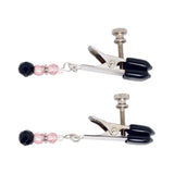 Beaded Nipple Clamps Adjustable Rubber Tipped With Pink Beads