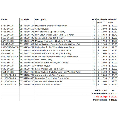 FL 20 Piece Grab Bag 3X/4X Mix A
