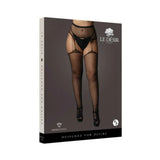 Shots Le Desir Suspender Rhinestone Pantyhose Black Qs