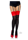 Opaque Contrast Backseam Stockings - One Size - Black