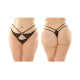 Jasmine Strappy Lace Thong With Front Keyhole Cutout 6-pack Q/s Black