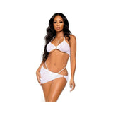 Rhinestone Bra Gstring Sarong 3pc Sm Wht