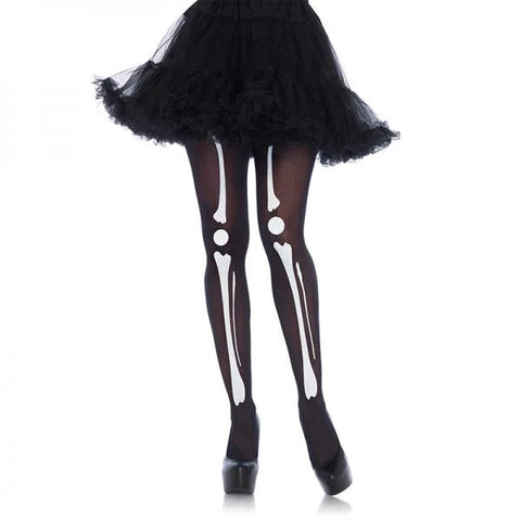 Skeleton Print Tights Os Blk/wht