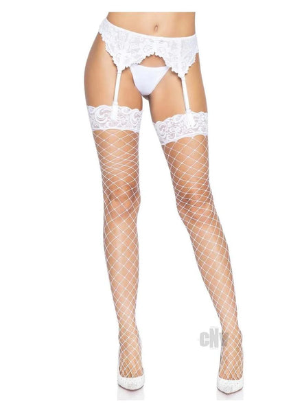 Fence Net Stocking Lace Top Os Wht