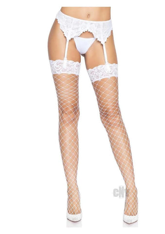 Fence Net Stocking Lace Top Os Wht
