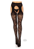 Eyelet Rose Suspend Hose Os Blk