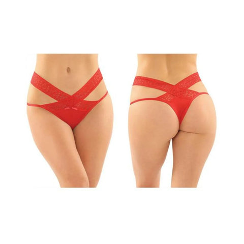 Daphne Microfiber Brazilian-cut Panty With Criss-cross Lace Waistband 6-pack S/m Red
