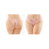 Calla Crotchless Lace Pearl Panty Light Pink Queen