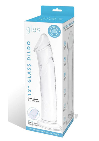 Dildo W/veins Flat Base Glass 12